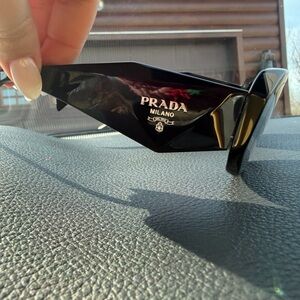 Prada Milano Men's Black Geometric Shield Sunglasses